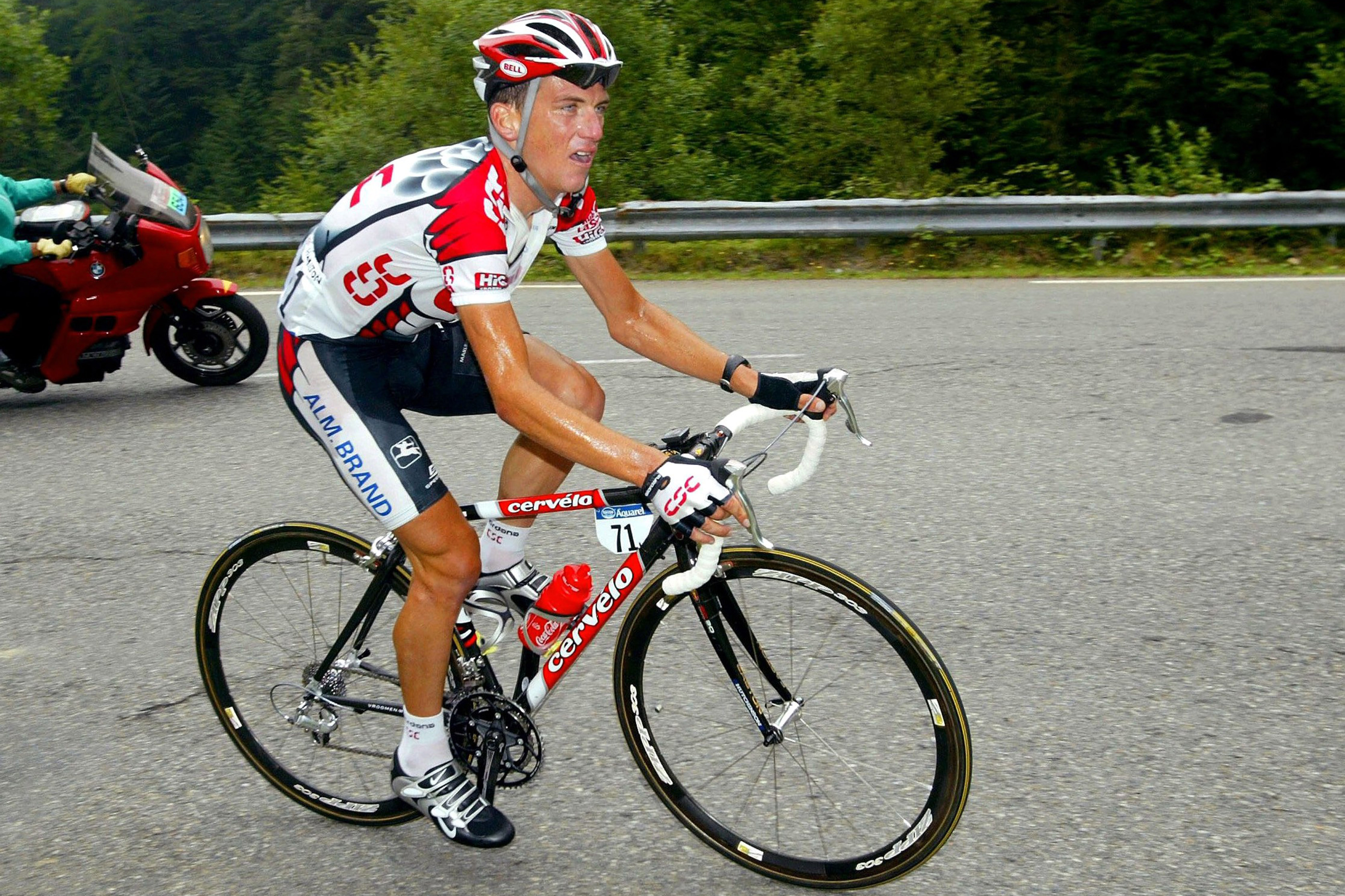 Tyler Hamilton in action with the first FSA Compact crankset