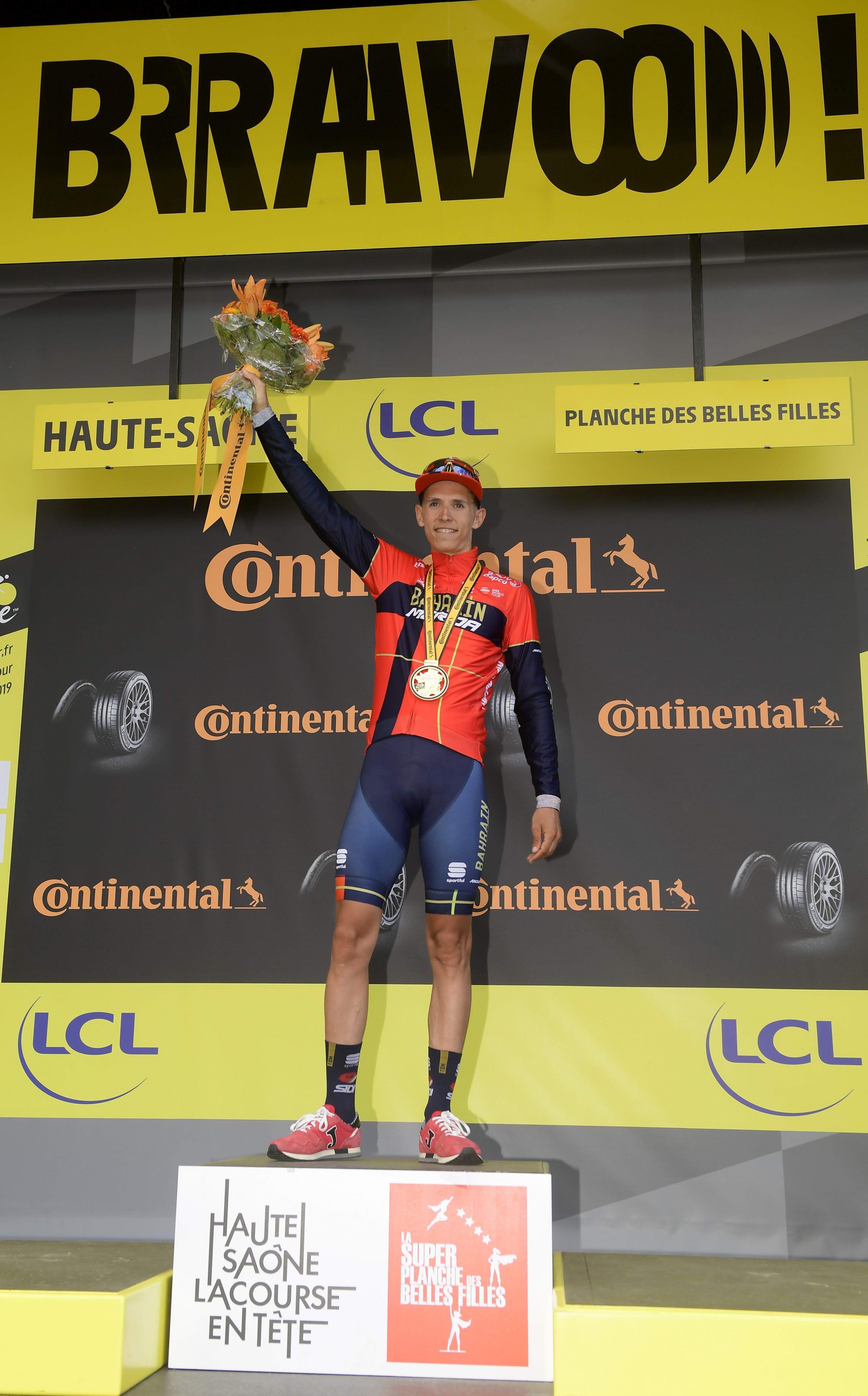 Dylan Teuns on the podium (ph. Bettini)